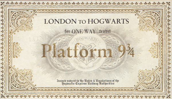 Platform 9 3/4 ticket