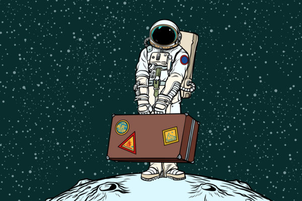 astronaut move suitcase - deposit photos