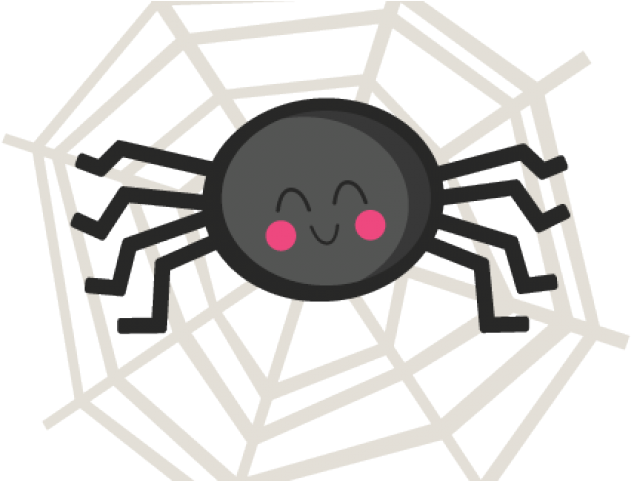 Cute cartoon spider on a web.