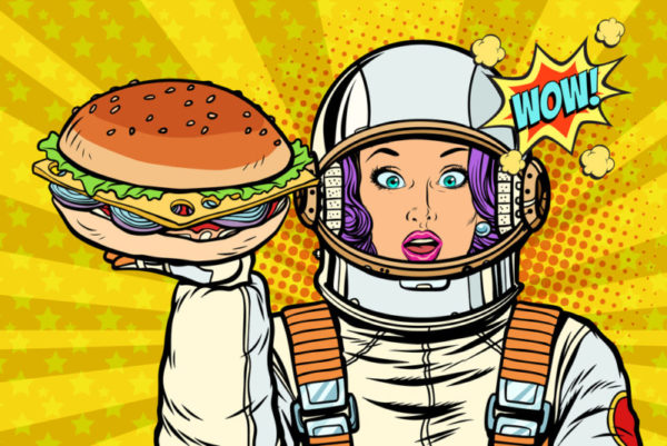 science fiction food astronaut burger - Deposit Photos