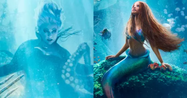 Melissa McCarthy as Ursula (L) and Halle Bailey as Ariel (R) in The Little Mermaid. (Disney/YouTube)